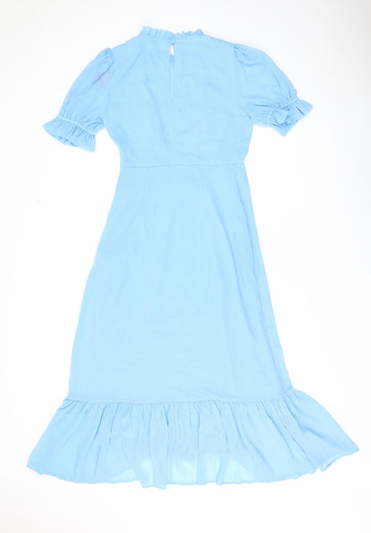 Finery Womens Blue Polyester A-Line Size 10 Round Neck Zip