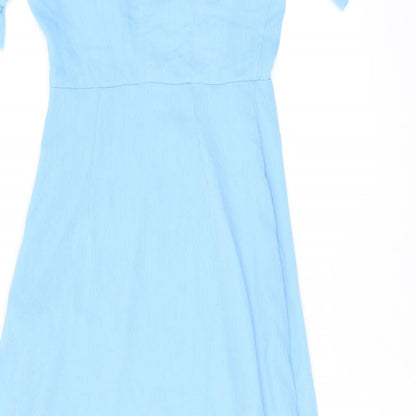 Finery Womens Blue Polyester A-Line Size 10 Round Neck Zip