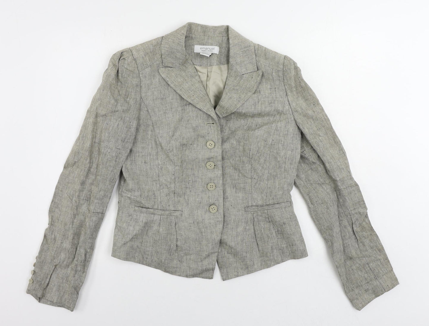 Emanuel Ungaro Womens Beige Jacket Blazer Size 10 Button