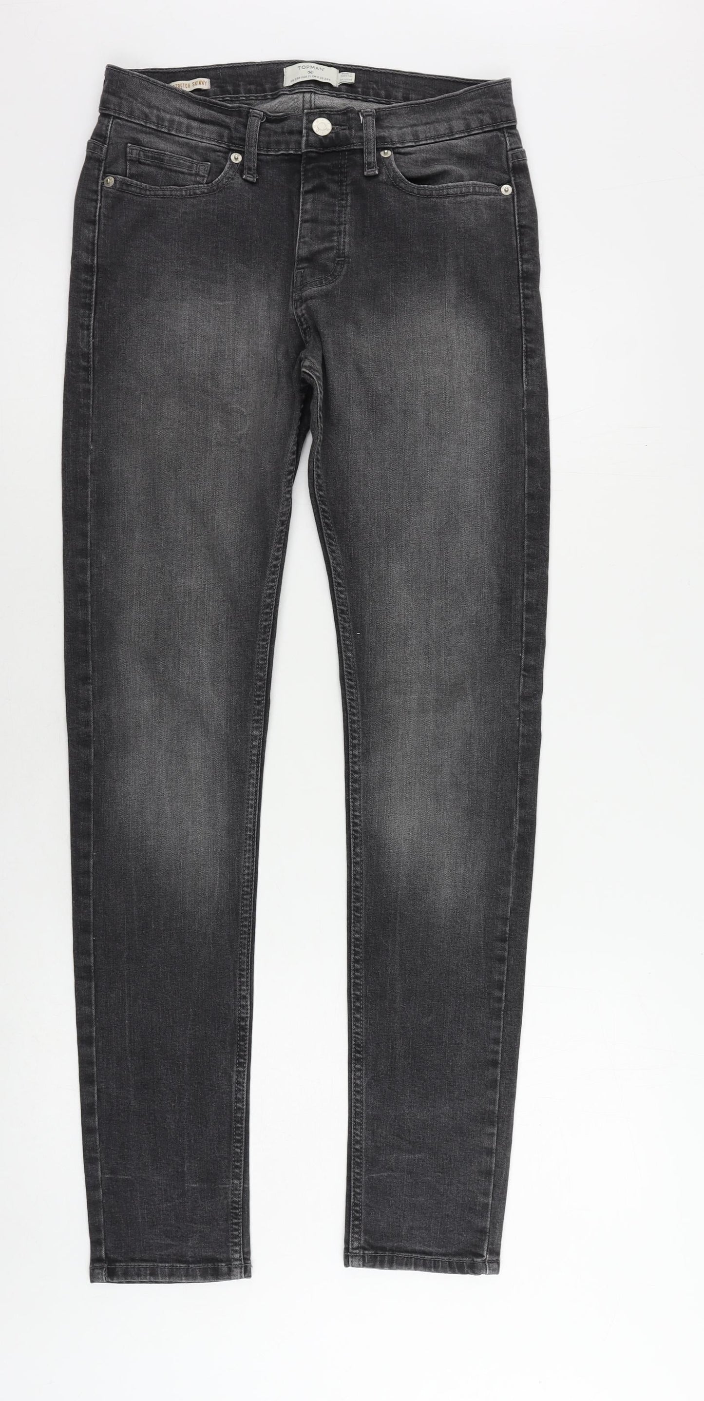 Mens UK Size 28 in Topman Regular Fit Skinny Grey Jeans