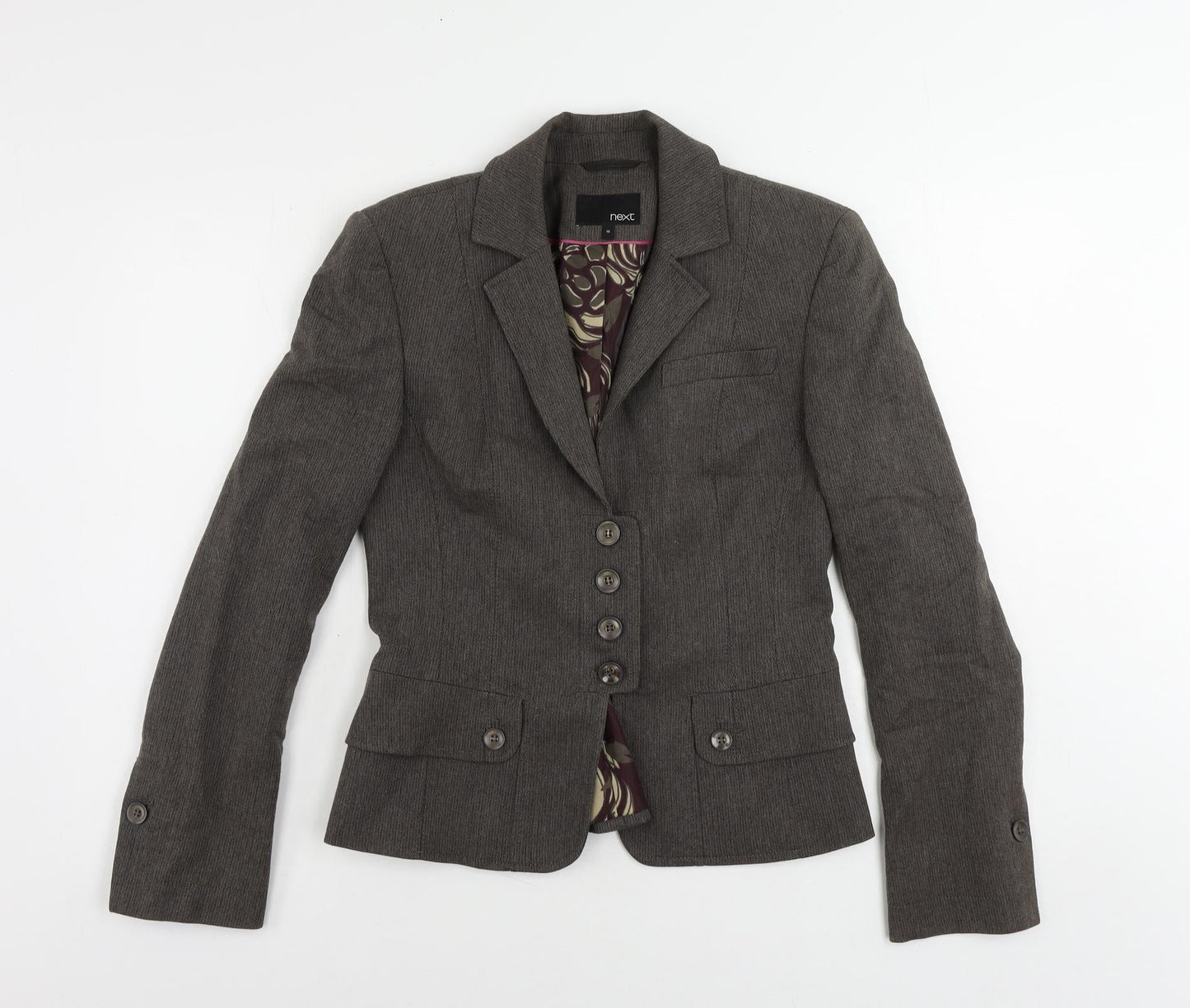 NEXT Womens Brown Jacket Coat Size 10 Button