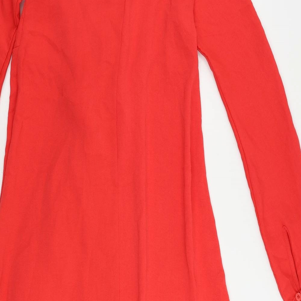 Marks and Spencer Womens Red Polyester Shirt Dress Size 6 Collared Button