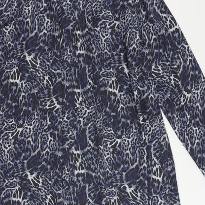 Marks and Spencer Womens Blue Animal Print Polyester A-Line Size 20 Round Neck Button