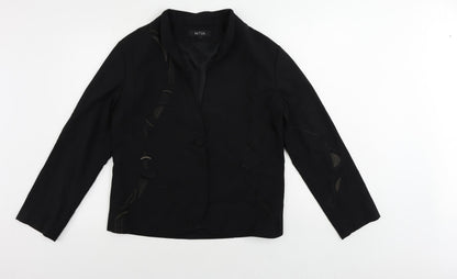 Nitya Womens Black Jacket Blazer Size 10 Button - Embroidered