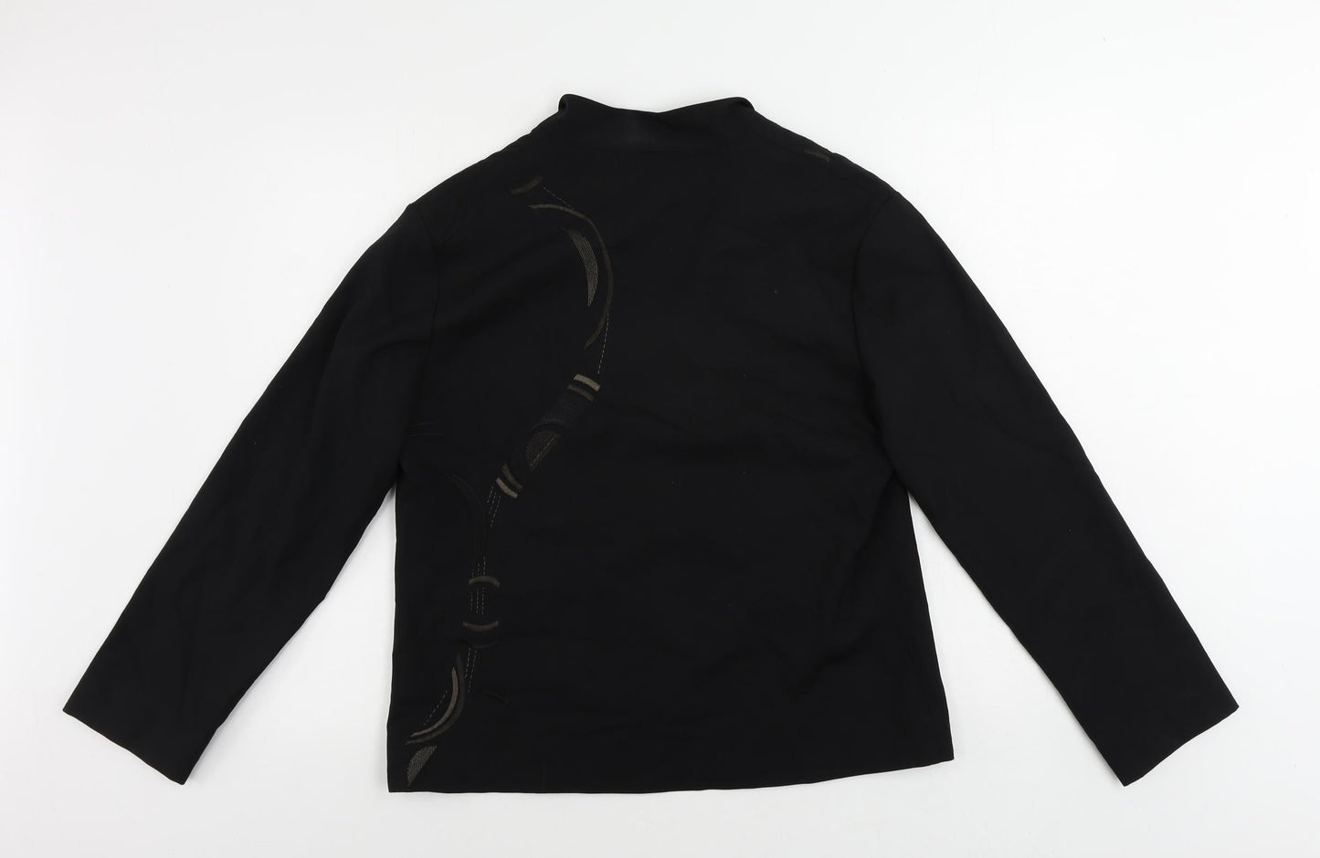 Nitya Womens Black Jacket Blazer Size 10 Button - Embroidered