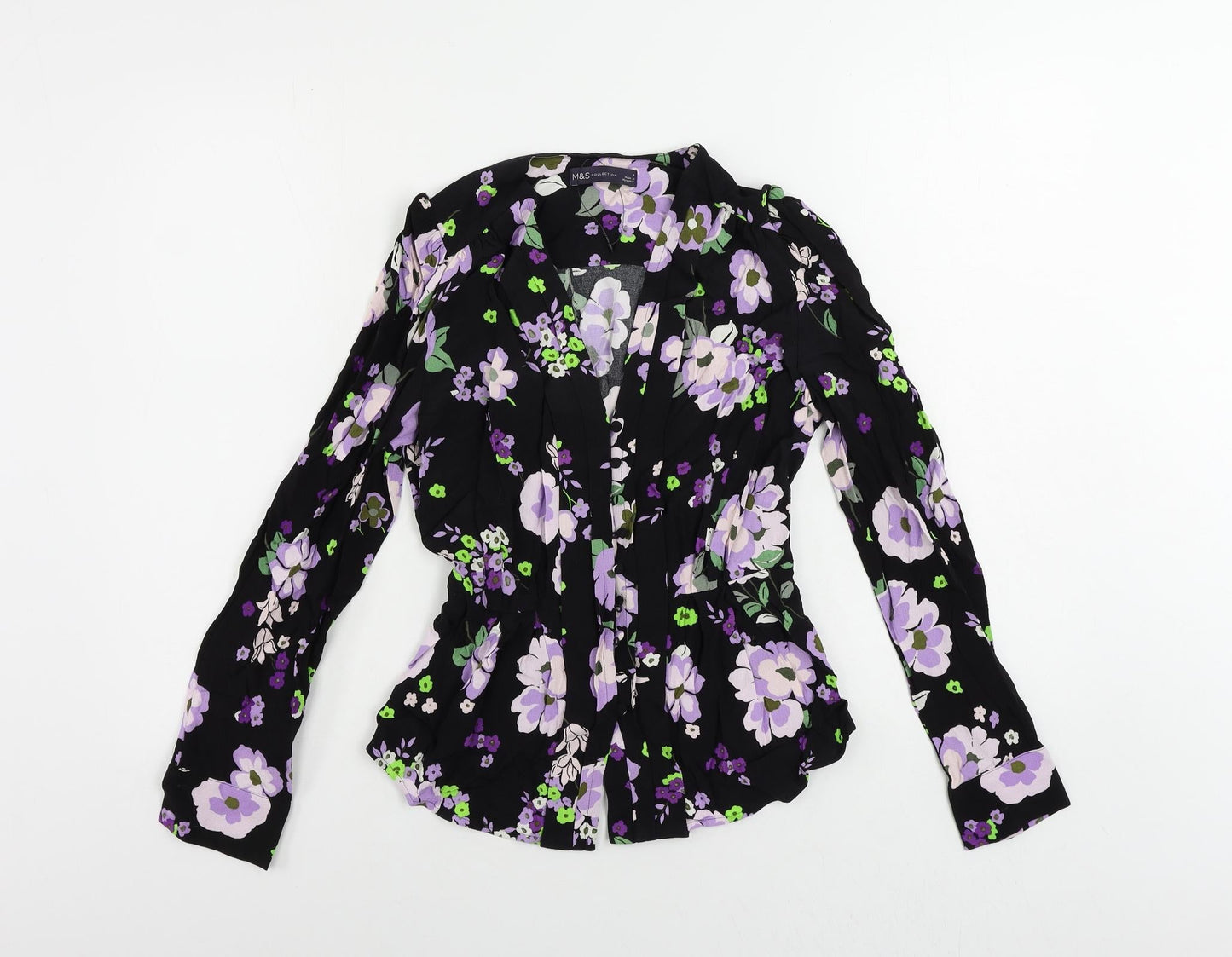 Womens UK Size 6 Marks and Spencer Black Basic Button-Up