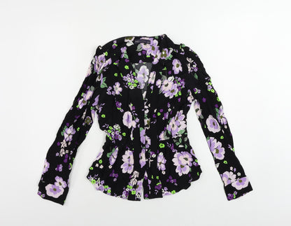 Womens UK Size 6 Marks and Spencer Black Basic Button-Up