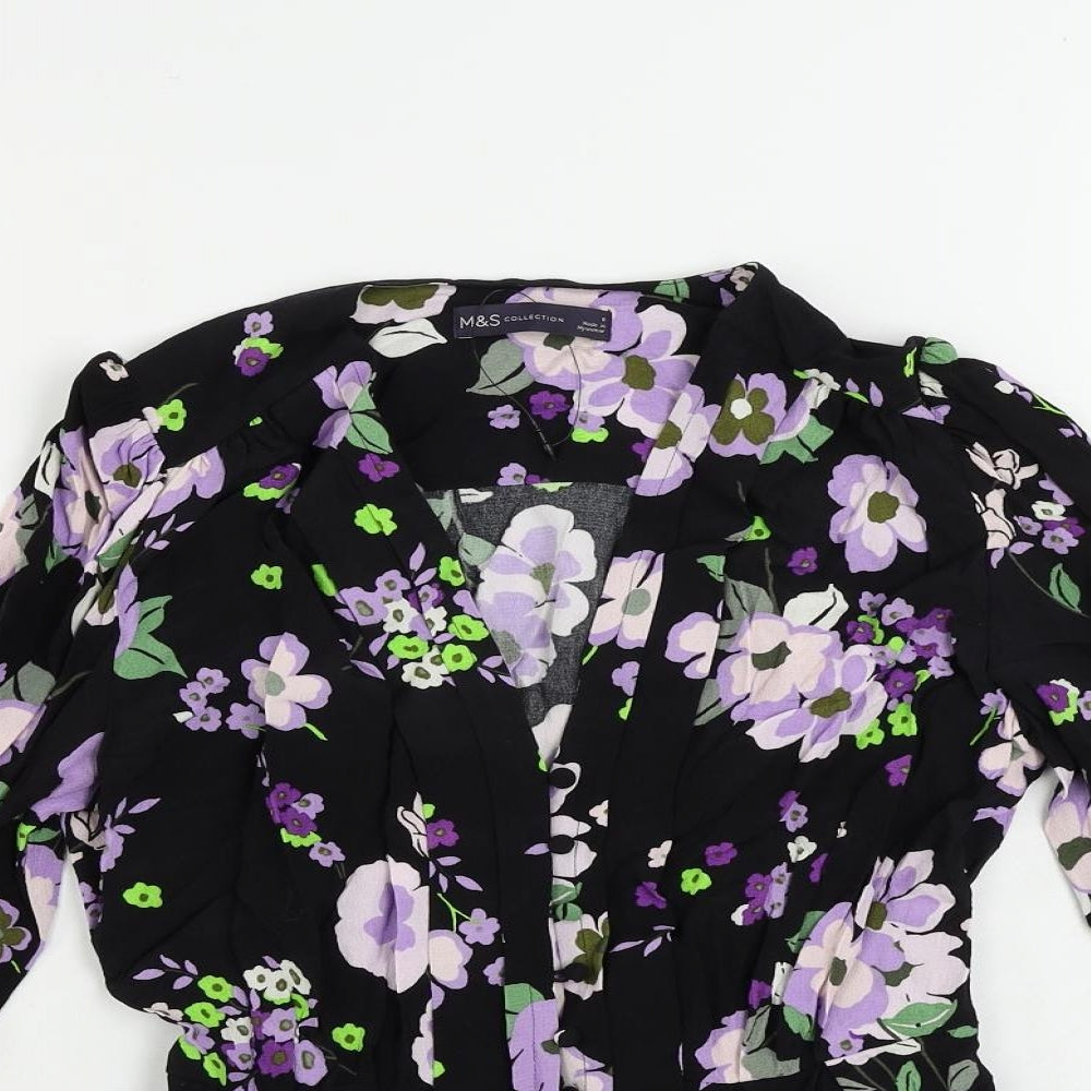 Womens UK Size 6 Marks and Spencer Black Basic Button-Up