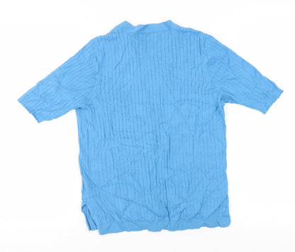 Womens UK Size S Marks and Spencer Blue Basic Button-Up