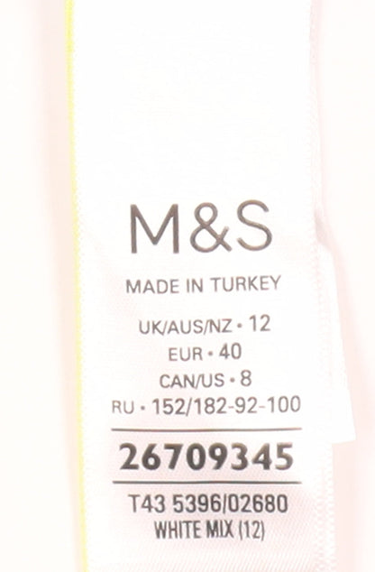Womens UK Size 12 Marks and Spencer White Tunic Blouse