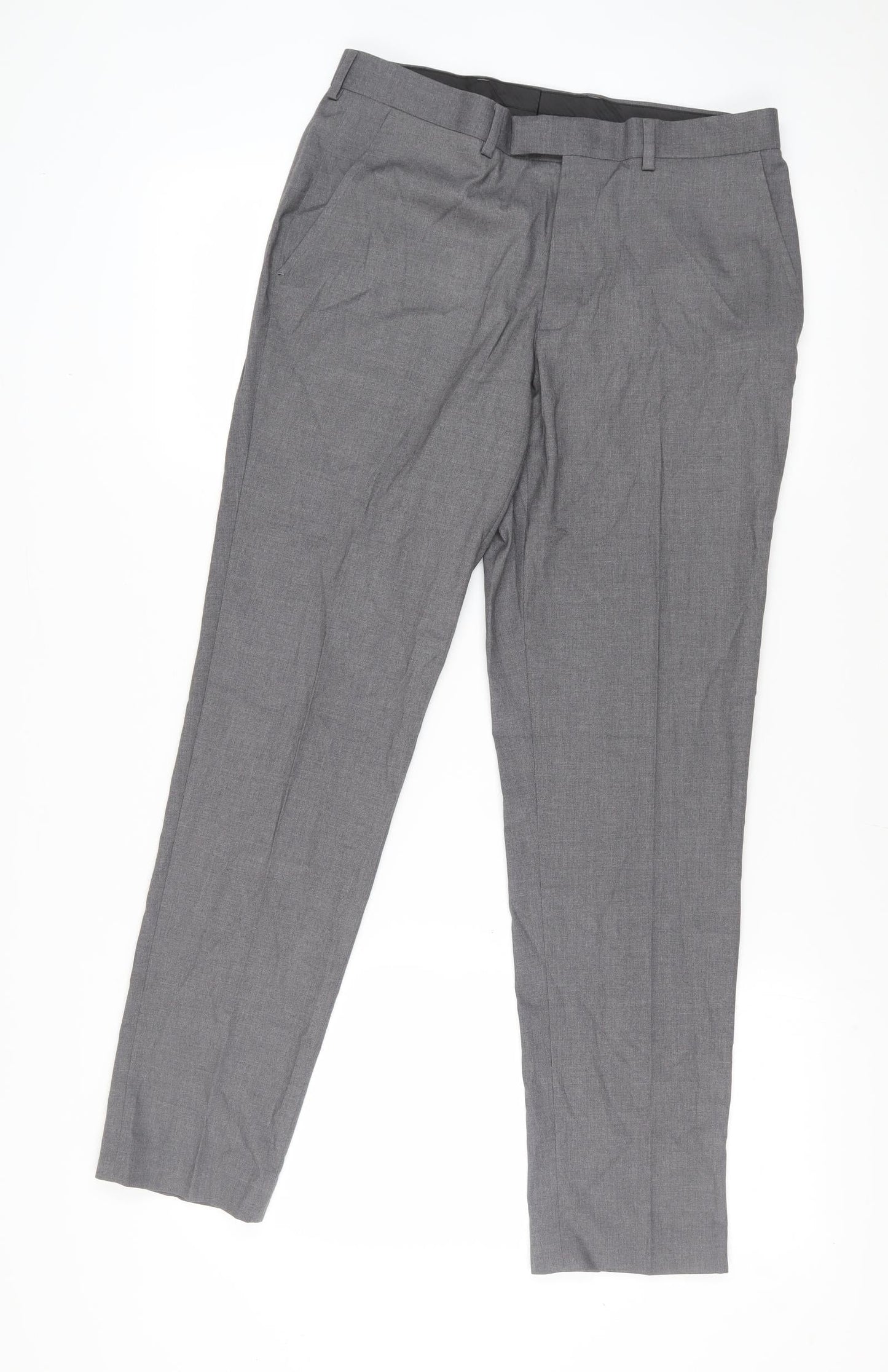Womens UK Size L Marks and Spencer Regular Fit Dress Pants Grey Trousers