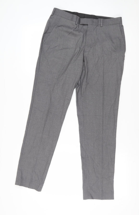 Womens UK Size L Marks and Spencer Regular Fit Dress Pants Grey Trousers