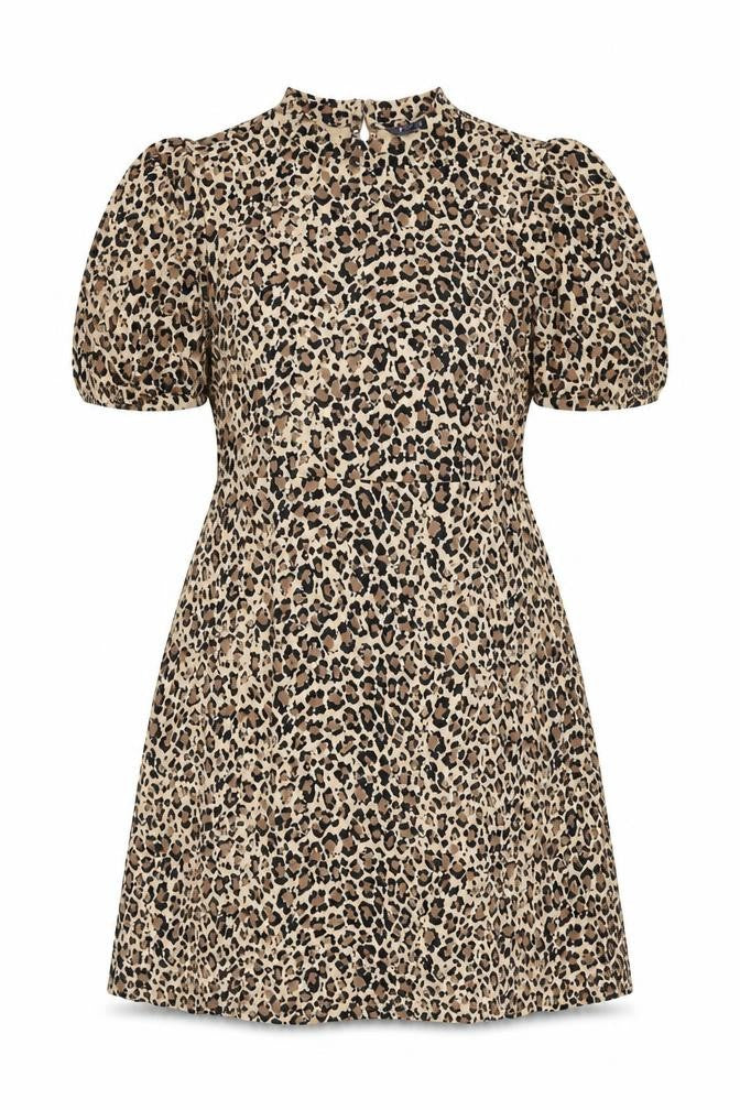 M&S Women Beige Animal Print A-Line Knee Dress 10