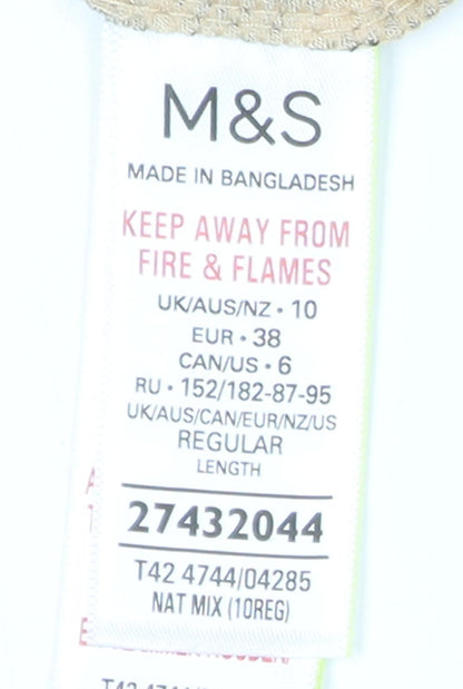 M&S Women Beige Animal Print A-Line Knee Dress 10