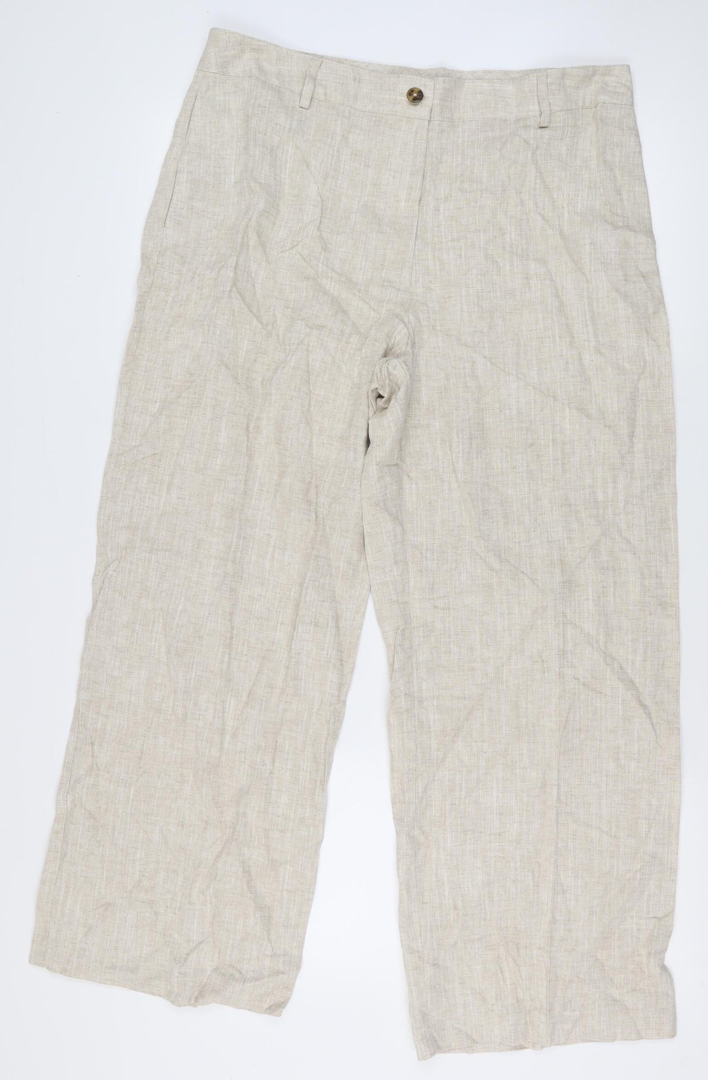 Womens UK Size 18 Marks and Spencer Classic Fit  Beige Trousers