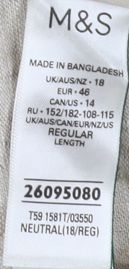 Womens UK Size 18 Marks and Spencer Classic Fit  Beige Trousers