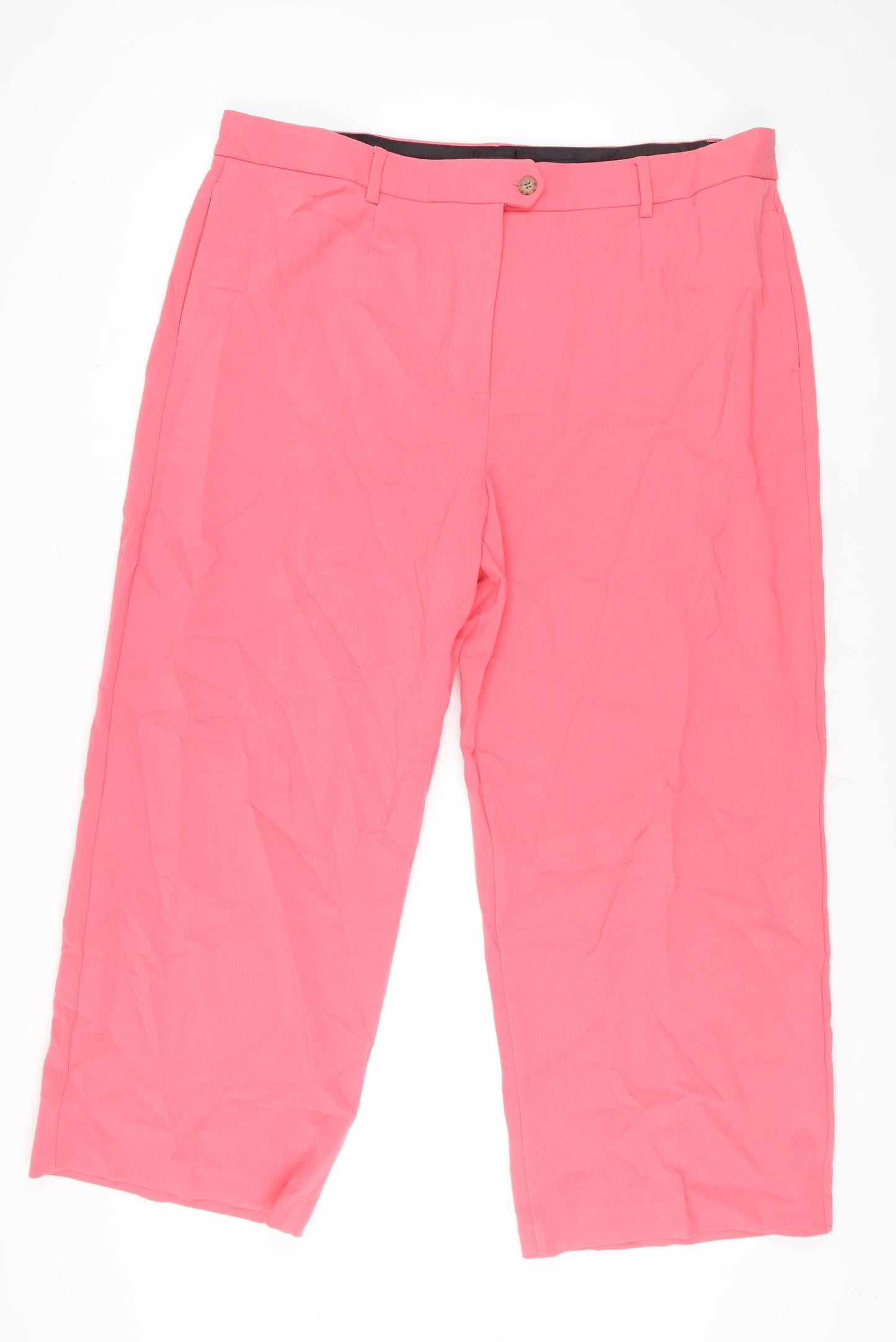 Womens UK Size 24 Marks and Spencer Classic Fit Cropped Pink Trousers