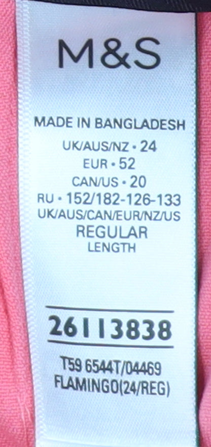 Womens UK Size 24 Marks and Spencer Classic Fit Cropped Pink Trousers