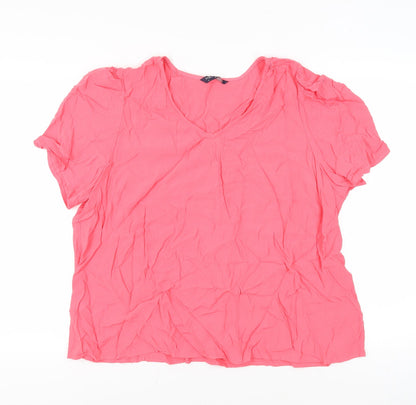 Womens UK Size 22 Marks and Spencer Pink Basic T-Shirt