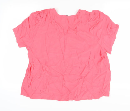 Womens UK Size 22 Marks and Spencer Pink Basic T-Shirt
