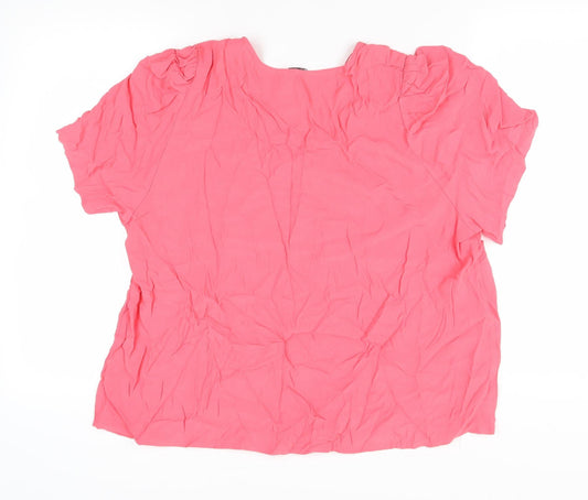 Womens UK Size 22 Marks and Spencer Pink Basic T-Shirt