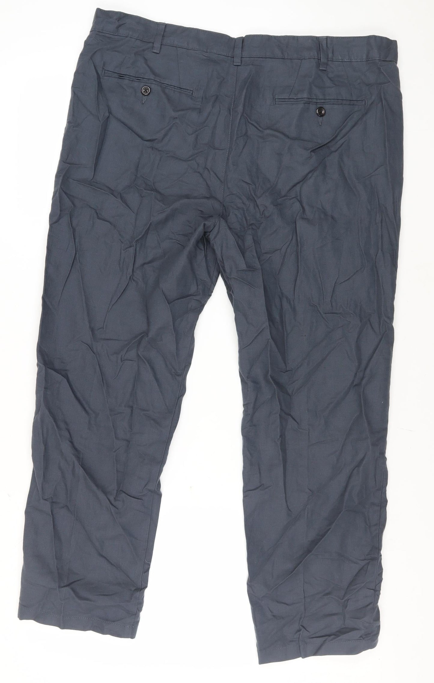 Unisex Adultss UK Size 40 Marks and Spencer Regular Fit Chino Blue Trousers