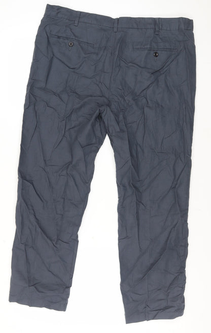Unisex Adultss UK Size 40 Marks and Spencer Regular Fit Chino Blue Trousers