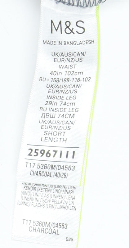Unisex Adultss UK Size 40 Marks and Spencer Regular Fit Chino Blue Trousers