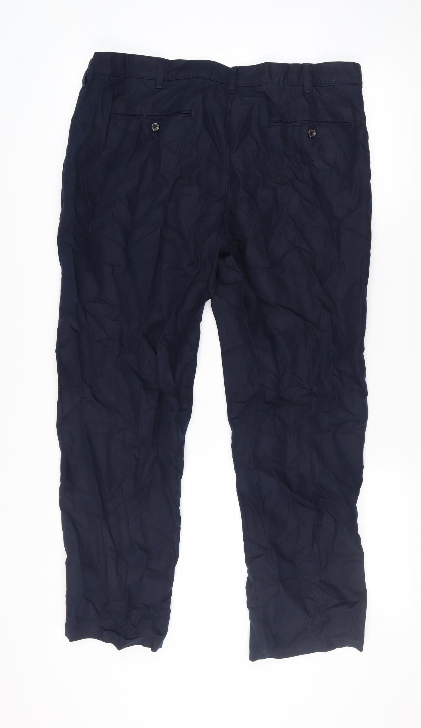 Unisex Adultss UK Size 40 Marks and Spencer Regular Fit Chino Blue Trousers