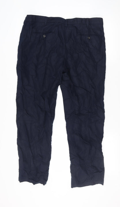Unisex Adultss UK Size 40 Marks and Spencer Regular Fit Chino Blue Trousers