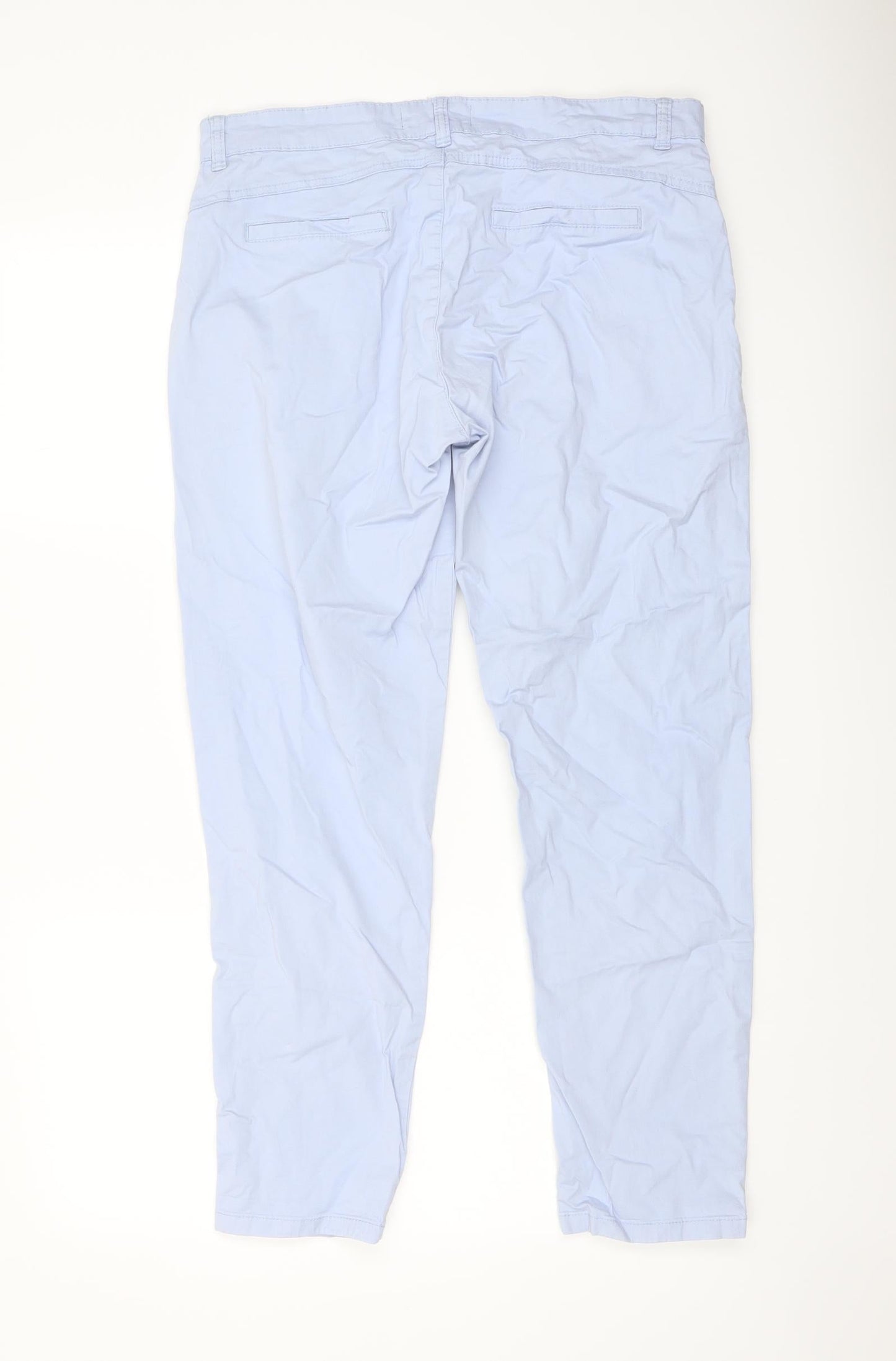 RESERVED Womens Blue Cotton Trousers Size 10 L27 in Regular Button