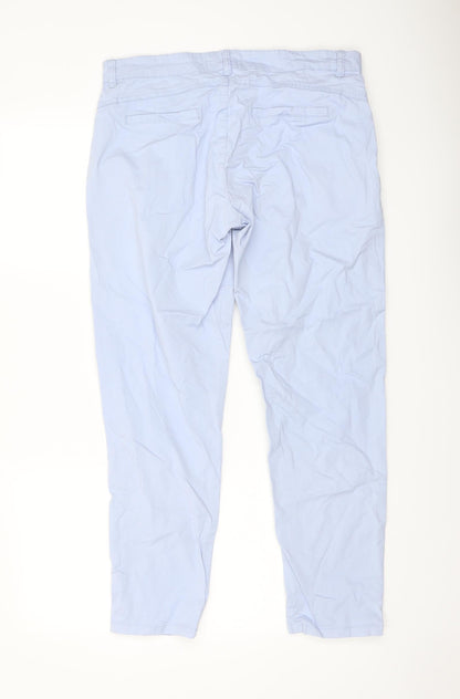 RESERVED Womens Blue Cotton Trousers Size 10 L27 in Regular Button