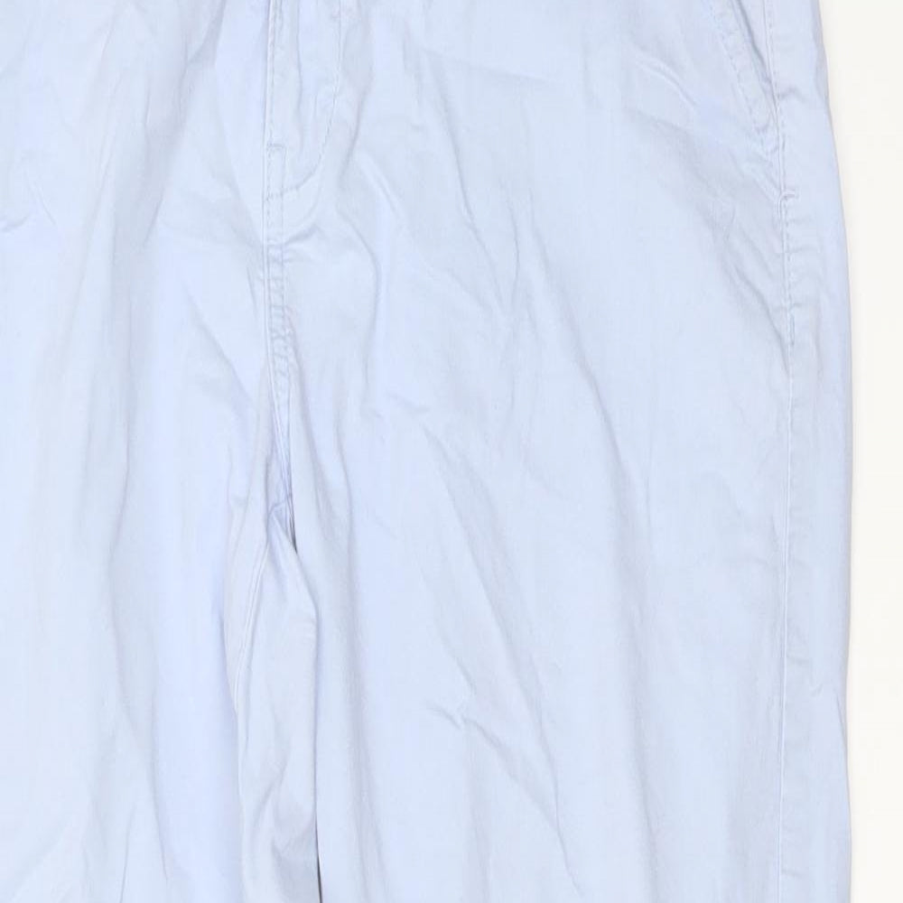 RESERVED Womens Blue Cotton Trousers Size 10 L27 in Regular Button