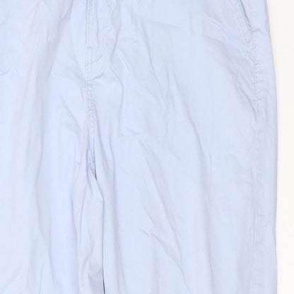 RESERVED Womens Blue Cotton Trousers Size 10 L27 in Regular Button