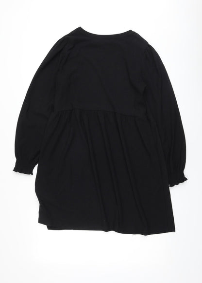 New Look Womens Black Polyester A-Line Size 12 Round Neck Pullover