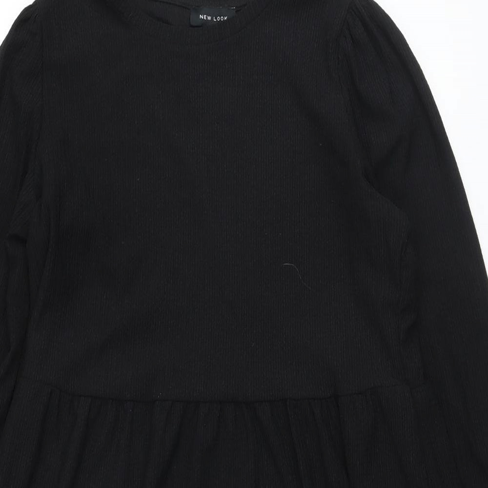 New Look Womens Black Polyester A-Line Size 12 Round Neck Pullover