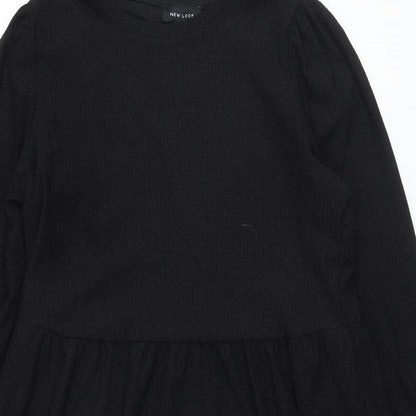 New Look Womens Black Polyester A-Line Size 12 Round Neck Pullover