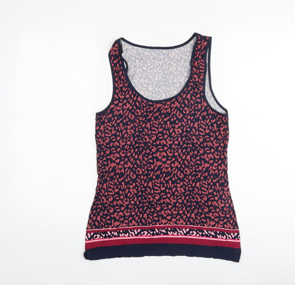 Oasisi Womens Multicoloured Animal Print Viscose Basic Tank Size S Round Neck