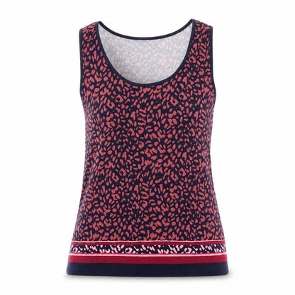 Oasisi Womens Multicoloured Animal Print Viscose Basic Tank Size S Round Neck