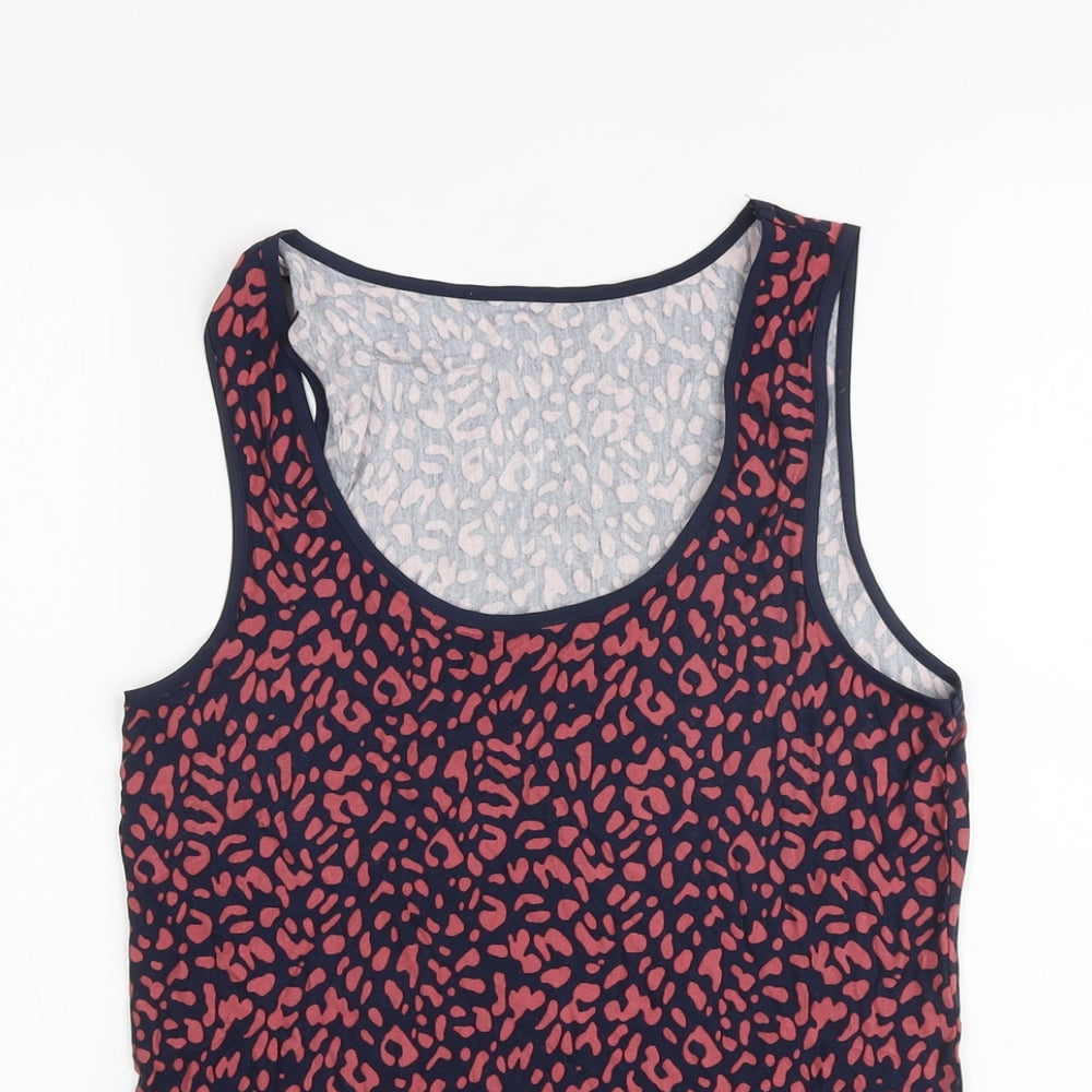 Oasisi Womens Multicoloured Animal Print Viscose Basic Tank Size S Round Neck