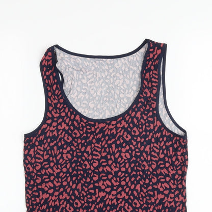 Oasisi Womens Multicoloured Animal Print Viscose Basic Tank Size S Round Neck
