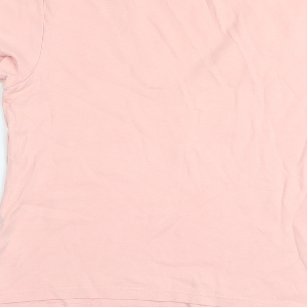 Casual Club# Womens Pink Cotton Basic T-Shirt Size 14 V-Neck