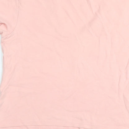 Casual Club# Womens Pink Cotton Basic T-Shirt Size 14 V-Neck