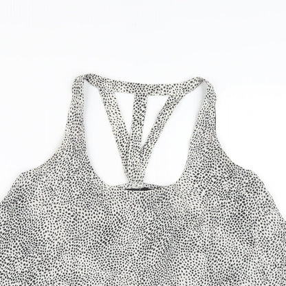 VERO MODA Womens Black Animal Print Viscose Basic Blouse Size S Scoop Neck