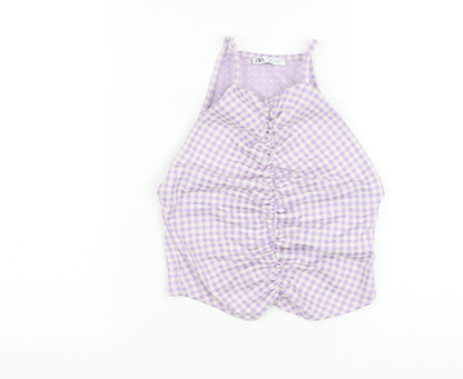 Womens UK Size S Zara Purple Cropped T-Shirt