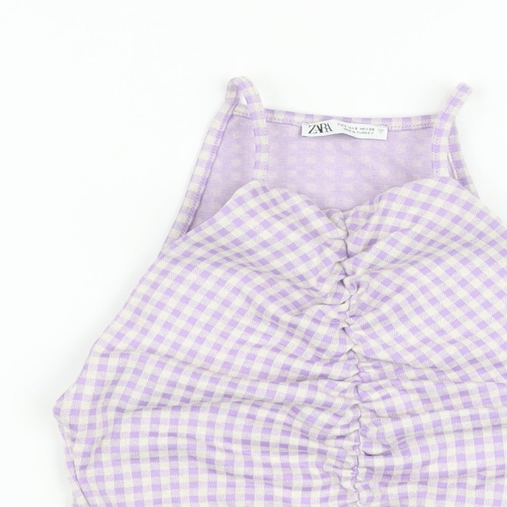 Womens UK Size S Zara Purple Cropped T-Shirt