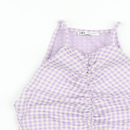Womens UK Size S Zara Purple Cropped T-Shirt