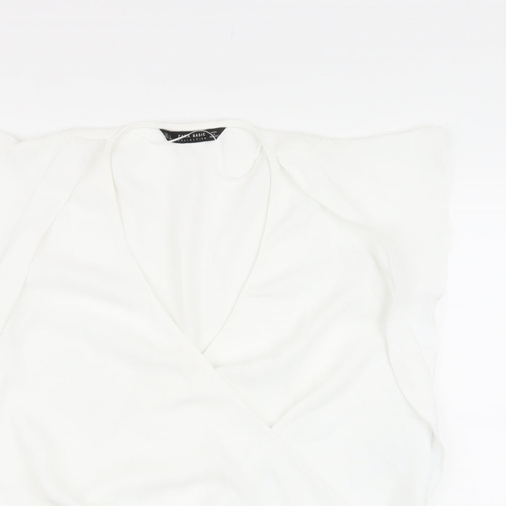 Womens UK Size L Zara White Basic Blouse