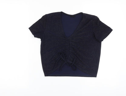 Womens UK Size M Urban Outfitters Blue Cropped T-Shirt