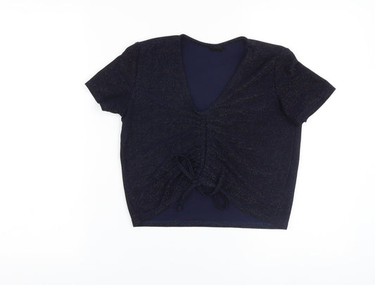 Womens UK Size M Urban Outfitters Blue Cropped T-Shirt